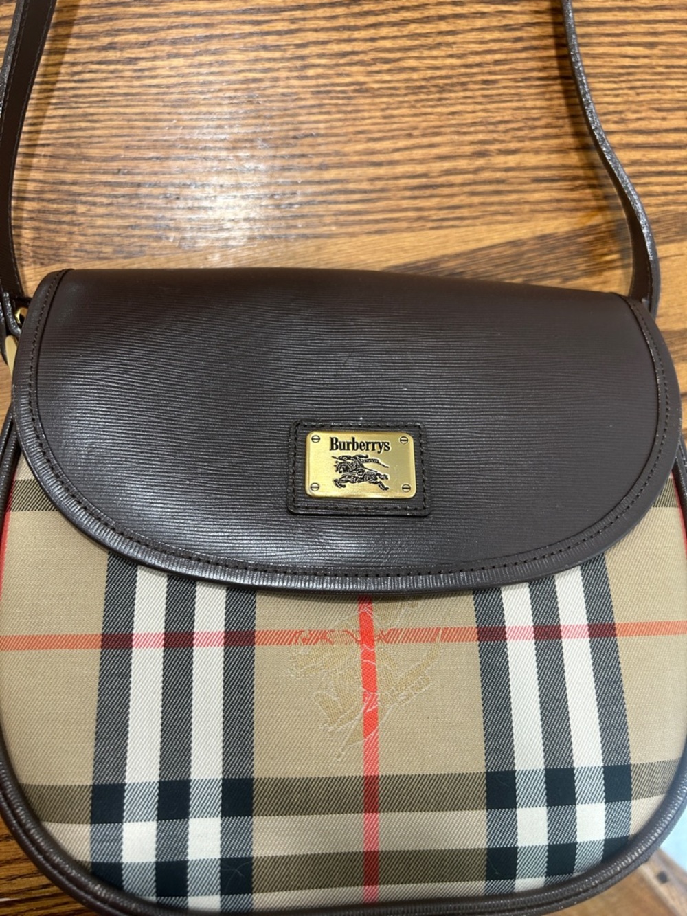 Burberrys Brown Leather and Nova Check Crossbody Bag - Picture 2 of 16